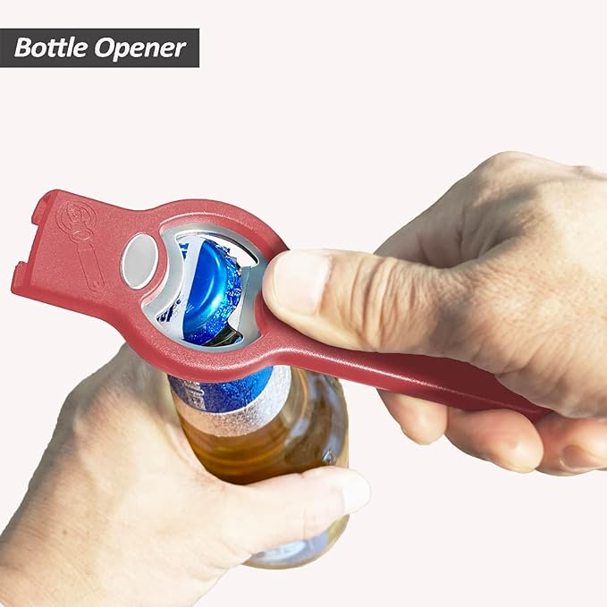 2-in-1 Magnetic Soda Can & Beer Bottle Opener-Dual Magnets for Fridge & Cap Catcher, Heavy Duty Stainless Steel, Perfect for Big Hands,Long nails, RV, Bartender, Gift for Father, Red, Openpro 2 Pack