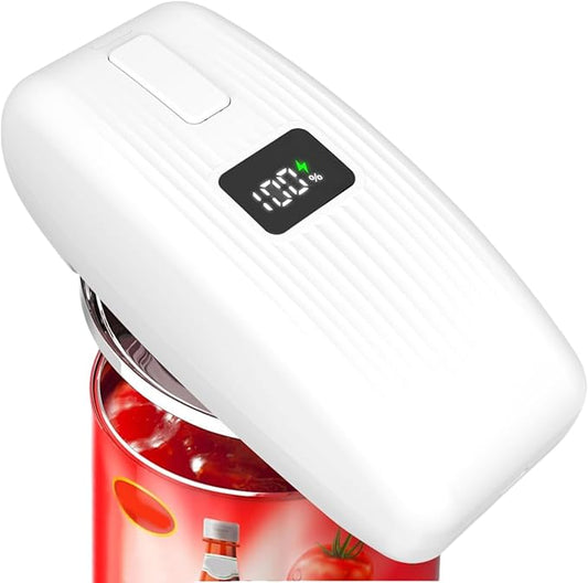 Electric Can Opener – USB Rechargeable with LED Display, Smooth Edge & Auto Stop, One-Touch Hands-Free Automatic Can Opener for Seniors & Arthritis, Works on All Can Types, Food-Safe Kitchen Gadgets