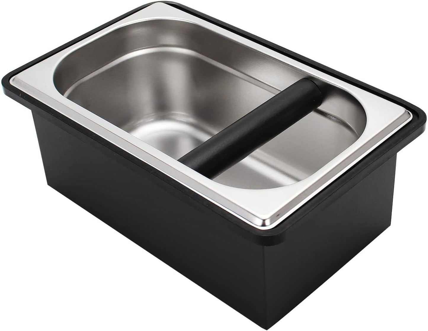 DIBTSA Espresso Knock Box,Stainless Steel Coffee Pucks Container, with Steel Holder and Noise Reduction Rubber Ring (10.94 x 6.88 x 4.25 inch)