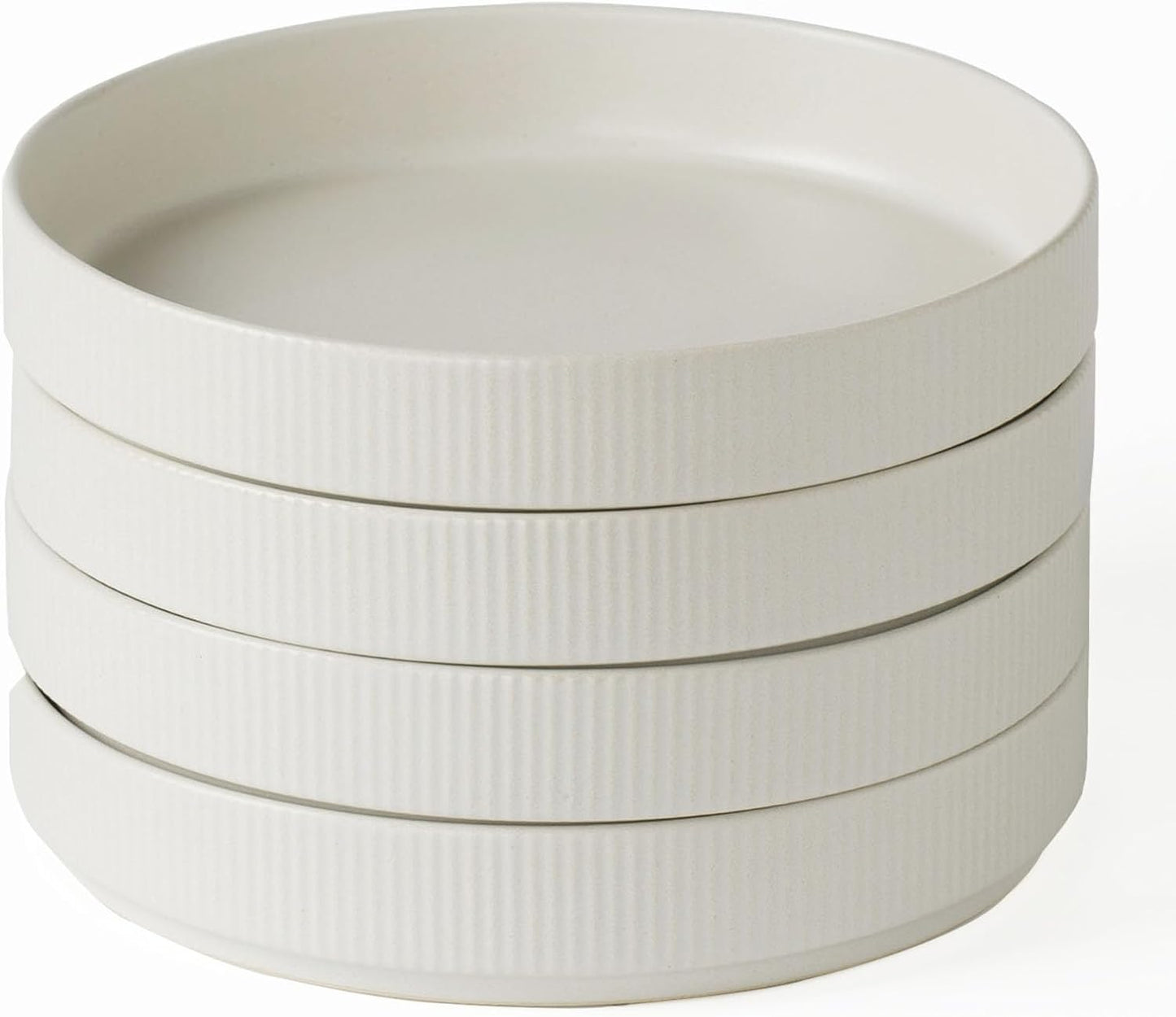 famiware Star 7.5" Pasta Bowls Set, Salad Bowl Set of 4, Double Reactive Glaze, Stackable, Perfect for Your Friend for Housewarming, Thanksgiving, Christmas, Matte White