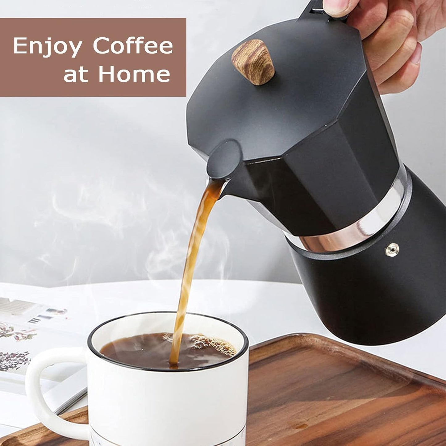AIFUSI Moka Pot, Italian Coffee Pot 3 Cup/5 oz Stovetop Espresso Maker Stovetop Camping Manual Cuban Coffee Percolator Machine Italian Espresso Greca Coffee Maker Brewer Percolator