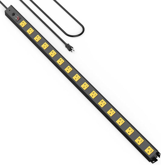 HHSOET 16 Outlet Long Power Strip, 4FT Heavy Duty Power Strip with 4800J Surge Protection, 20a Mountable Wide-Spaced Outlets for Home, Office, Garage & Workshop - ETL Certified