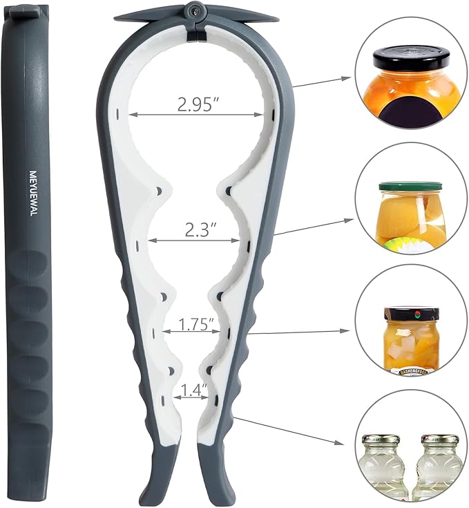 Jar Opener Bottle Opener for Weak Hands, 5-in-1 Multi-Function Can Opener Bottle Opener Kit with Silicone Handle, Easy to Use for Children, Elderly and Arthritis Sufferers (NEW White)