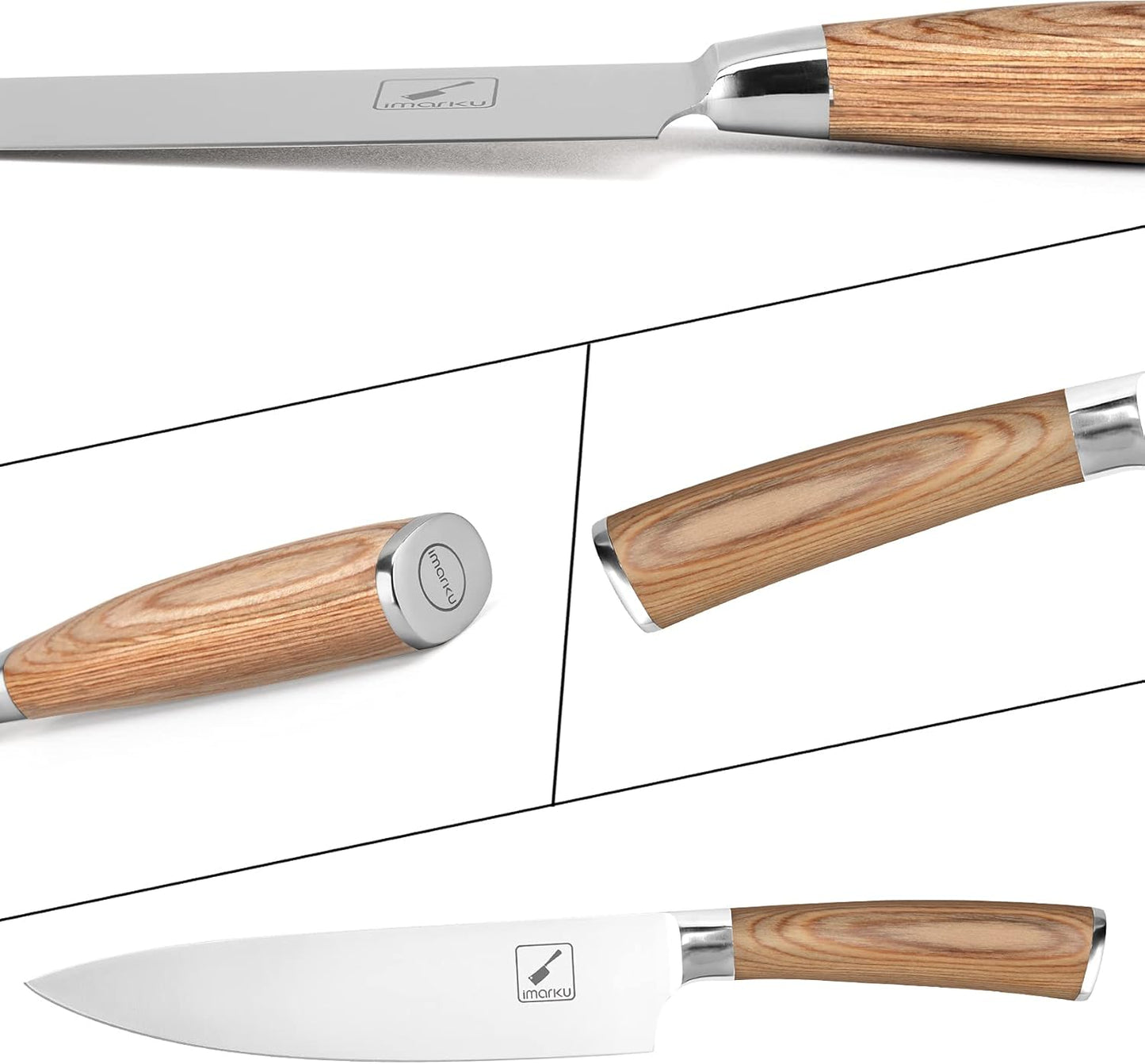 imarku Chef Knife - Pro Kitchen Knife 8 Inch Chef's Knives Japanese SUS440A Stainless Steel Sharp Paring Knife with Ergonomic Handle, Golden handle, Best Gifts for Men and Women