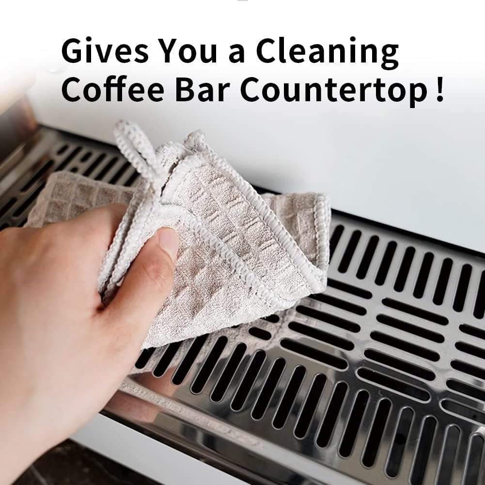 watchget Barista Micro Cloth 6 Pack, Microfiber Barista Cleaning Towels Microfiber Waffle Weave Kitchen Dish Cloth Coffee Bar Towel Coffee Machine Cleaning Cloth, Dark Grey(12"x12")