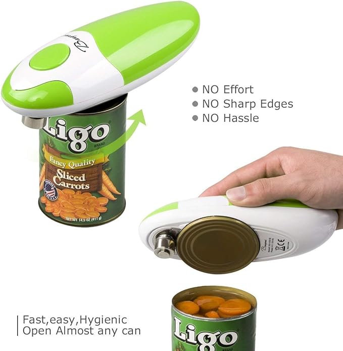 Kitchen Automatic Safety Cordless One Tin Touch Electric Can Opener& Bangrui Professional Electric Can Opener.One-touch switch .Smooth can edge.Being friendly to left-hander and arthritics!(Green)
