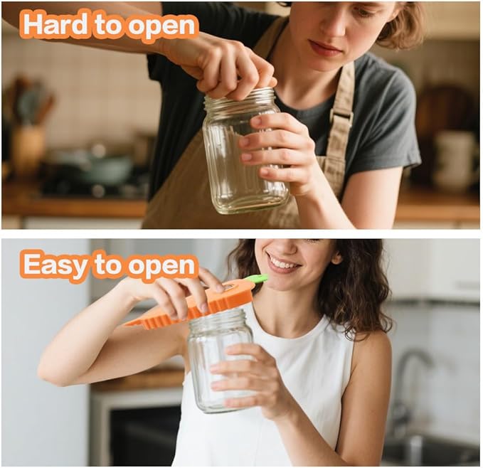 Jar Opener Bottle Opener for Weak Hands, Can & Lids Effortless Tool Openers for Seniors with Arthritis, Carrot Shaped Kitchen Gadgets Easy Twist Off Lids and Bottle Caps