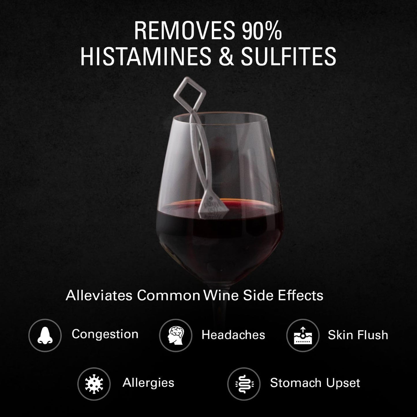 PureWine Wine Wands Purifier, 30 Wine Filters Remover Histamines Sulfite - May Reduce and Alleviate Wine Allergies & Sensitivities - Restores Taste, Perfect Wine Pour, Gifting, Holiday (30 Pack)