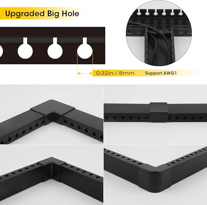 Cable Raceway Kit, Stageek Cable Management System Open Slot Wiring Raceway Duct with Cover, On-Wall Concealer Organizer for Cable Pass to Hide Wires Cords for TVs, Computers - 9x15.4inch, Black