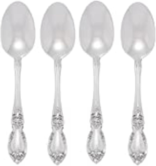 Oneida Louisiana Fine Flatware Teaspoons, Set of 4, 18/10 Stainless Steel