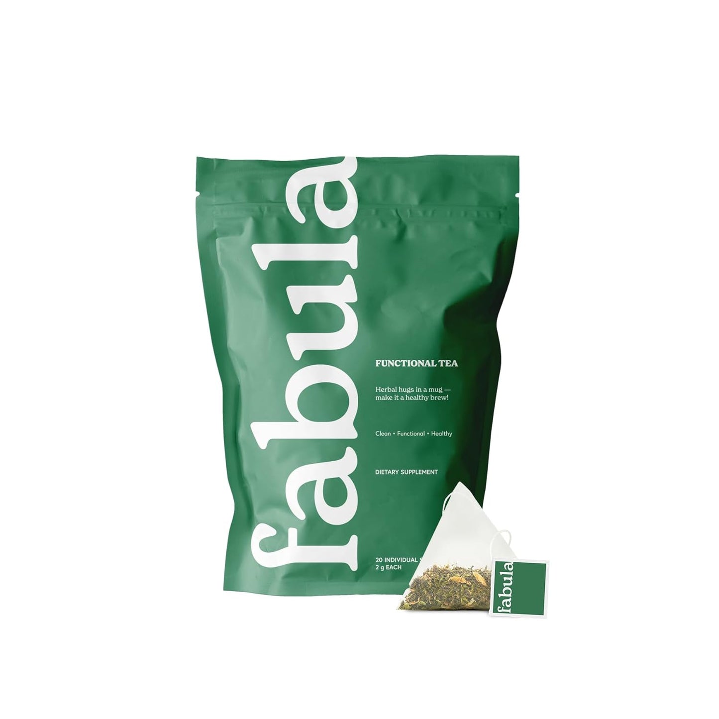 Fabula Focus Herbal Tea: Organic Green Tea, Calendula, Apple, Ashwagandha, Improving Focus and Mental Alertness, 20 sachets