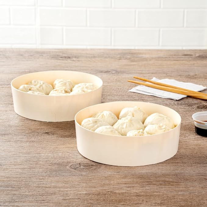 Restaurantware Taipei 16 Ounce Food Containers 100 Round Wooden Bento Boxes - Lids Sold Separately Grease Impermeable Poplar To Go Boxes Disposable Serve Noodles Dumplings And More