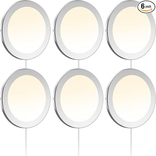 VST Under Cabinet Mini Panel Lighting 3.94inch 12V 2.5W(Total 15W) with Wireless Dimmer Switch, Surface Mount Puck Light for Kitchen Van Truck Car Galley Downlight 6Pack(Round 2700K-6500K)