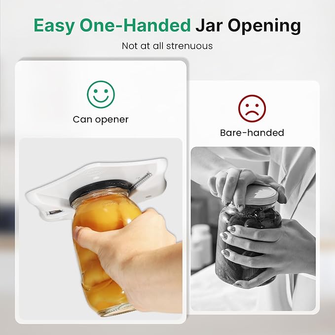 Under Cabinet Jar Opener, Opens Lids Up to 5 Inches - Extra Strong Leverage for Tough Jars & Large Cans, Built-in Bottle Opener - Top Rated for Seniors, Weak Hands & Arthritis Sufferers
