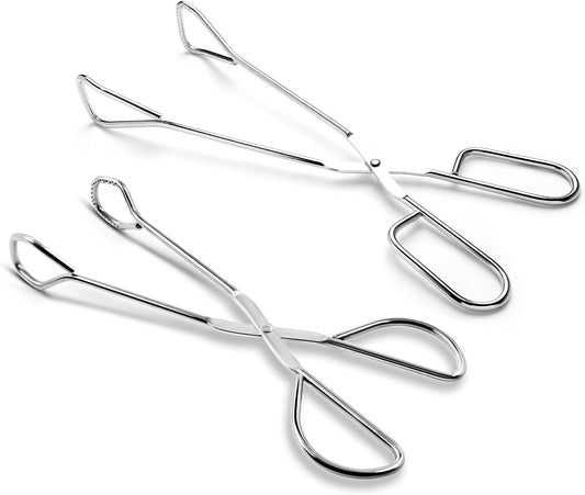 9-Inch and 11-Inch Heavy Duty Stainless Steel Kitchen Tongs - Comfortable Ergonomic Grip, Scissor Design, Heat Resistant for BBQ and Cooking