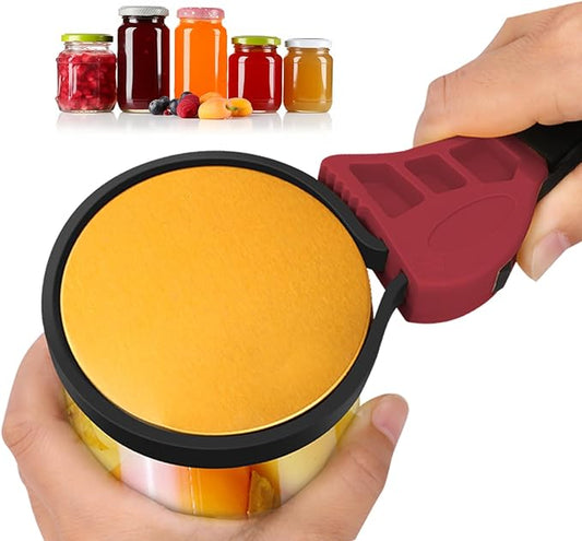 Jar Opener for Weak Hands, Seniors with Arthritis, Strap Adjustable Jar Opener, with Non Slip Rubber, Kitchen Gadgets lid opener jar opener (Red Black)