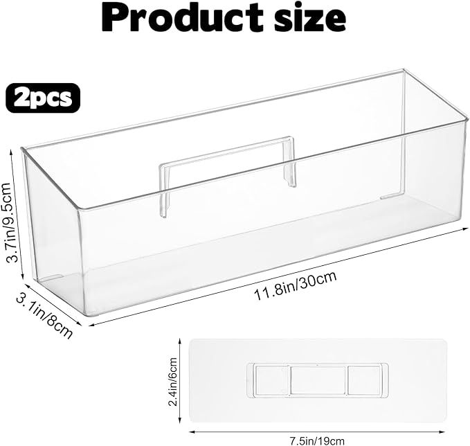 2 Pack Spice Rack, Wall Mounted Storage Organizer Bins, Clear Plastic Seasoning Jars Rack Condiment Bottles Shelf Removable Makeup Organizer for Kitchen Cabinet Doors Pantry RV Organization
