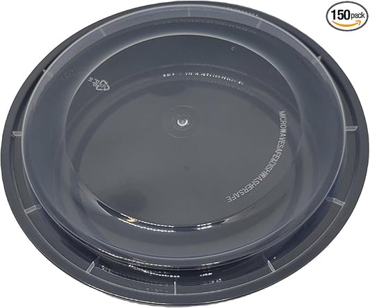 [150 sets 48oz Round Food Containers Meal Prep Microwavable Reusable Plastic BPA Free Big Size Lunch box