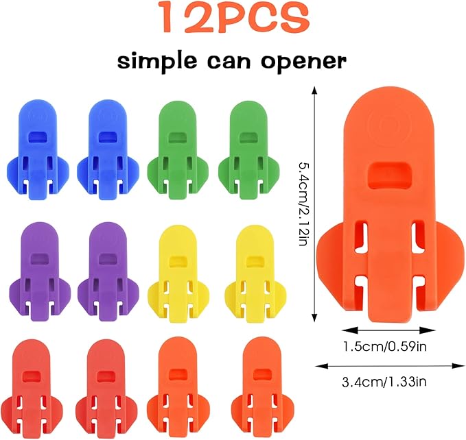 12 Pieces Manual Easy Can Opener, Soda Beer Can Opener Beverage Can Top Ring Opener Tool, Leakproof Soda Can Cover Can Openers for Pop, Coke, Beer, Soda, Aluminum Beverage