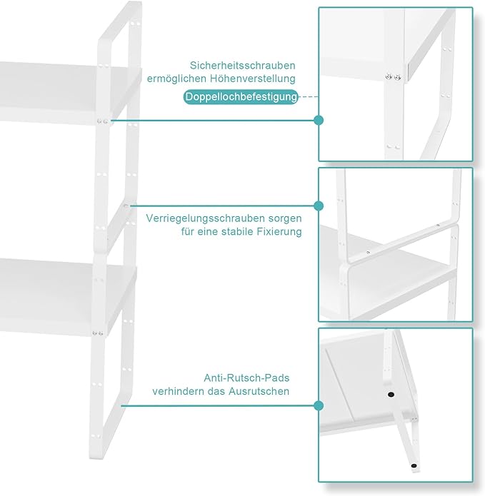 SANNO Expandable Kitchen Shelf Organizers, Large Kitchen Cupboard Organizer Stackable Counter Shelf Spice Rack Expandable Shelves,Pantry Storage Organization, White,1 pack