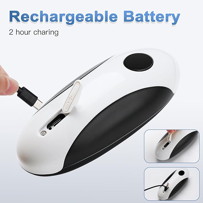 Electric Can Opener for Seniors, Rechargeable Automatic Canopener Smooth Edge, Kitchen Aid Gadgets Perfect for Chef, Arthritis Friendly, Hands Free, One Touch Design, Easy to Use