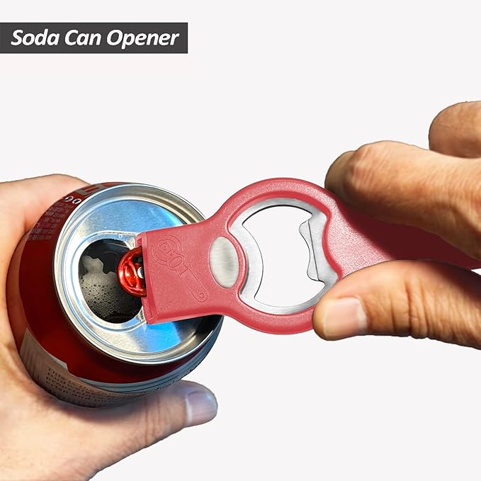2-in-1 Magnetic Soda Can & Beer Bottle Opener-Dual Magnets for Fridge & Cap Catcher, Heavy Duty Stainless Steel, Perfect for Big Hands,Long nails, RV, Bartender, Gift for Father, Red, Openpro 2 Pack