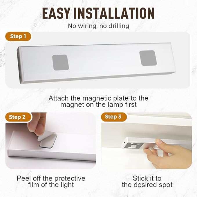 Punch-Free Smart Sensor Magnetic Rechargeable LED Lights, LED Intelligent Human Body Induction Wireless Magnetic Long Night Light,Adjustable 3 Color Light for Hallway, Stairway, Closet (15.7in)