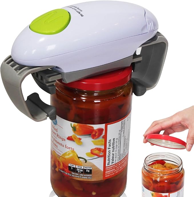 Electric Jar Opener for Arthritis Hands, Automatic Glass Jar Opener for Seniors, Bottle Opener for Weak Hands RA Suffers, Powerful Kitchen Gaget Suitable for Different Sizes of Jars