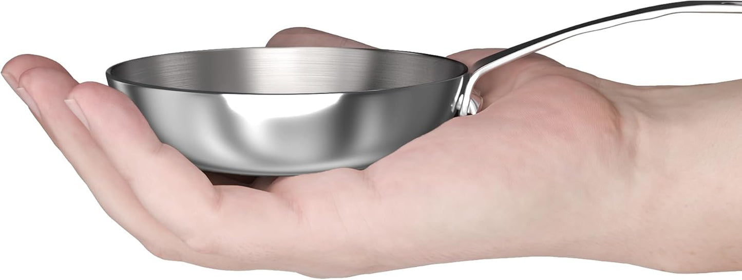 Macevia Mini 0.12QT Sauce Pan,18/10 Stainless Steel Butter Warmer Small Pot Cooking with Handle, Multipurpose Use for Home Kitchen or Restaurant (4 Inch) - Silver