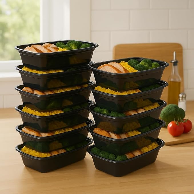 Ruthy's Outlet Meal Prep Containers W/Lids -Square Food Storage – BPA-Free| Stackable | Microwave | Freezer & Dishwasher Safe | Reusable Lunch Bento Box Portion Control & Planning (15 Pack, 12 oz)