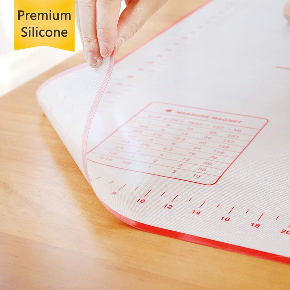 Silicone Pastry Mat Non Stick Extra Thick Baking Mat with Measurement Fondant Mat, Counter Mat, Dough Rolling Mat, Oven Liner, Pie Crust Mat (16''(W)*20''(L))