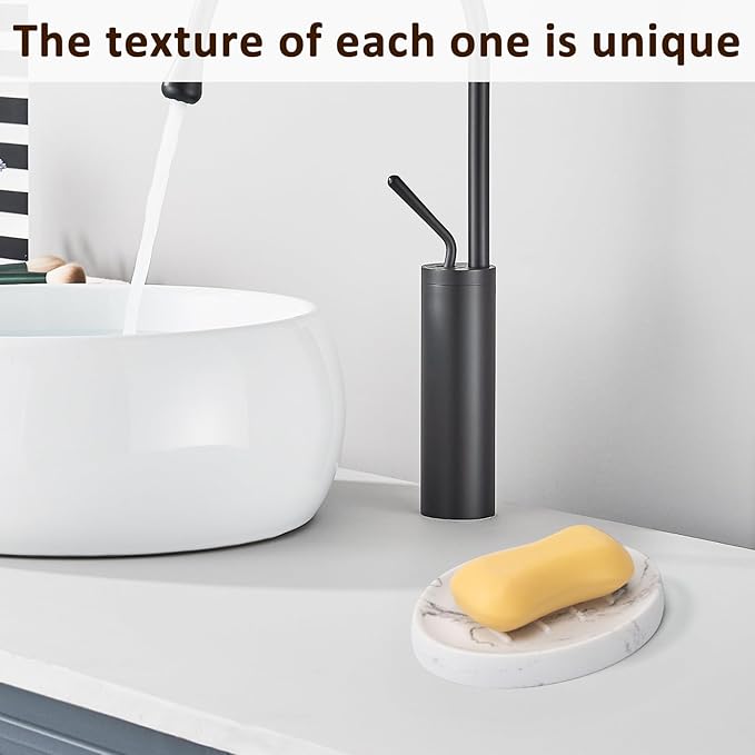 Soap Dish Bathroom Marble Look Resin Soap Holder Soap Tray for Shower Sponge Holder for Kitchen Sink 2 Pack(Marble White)