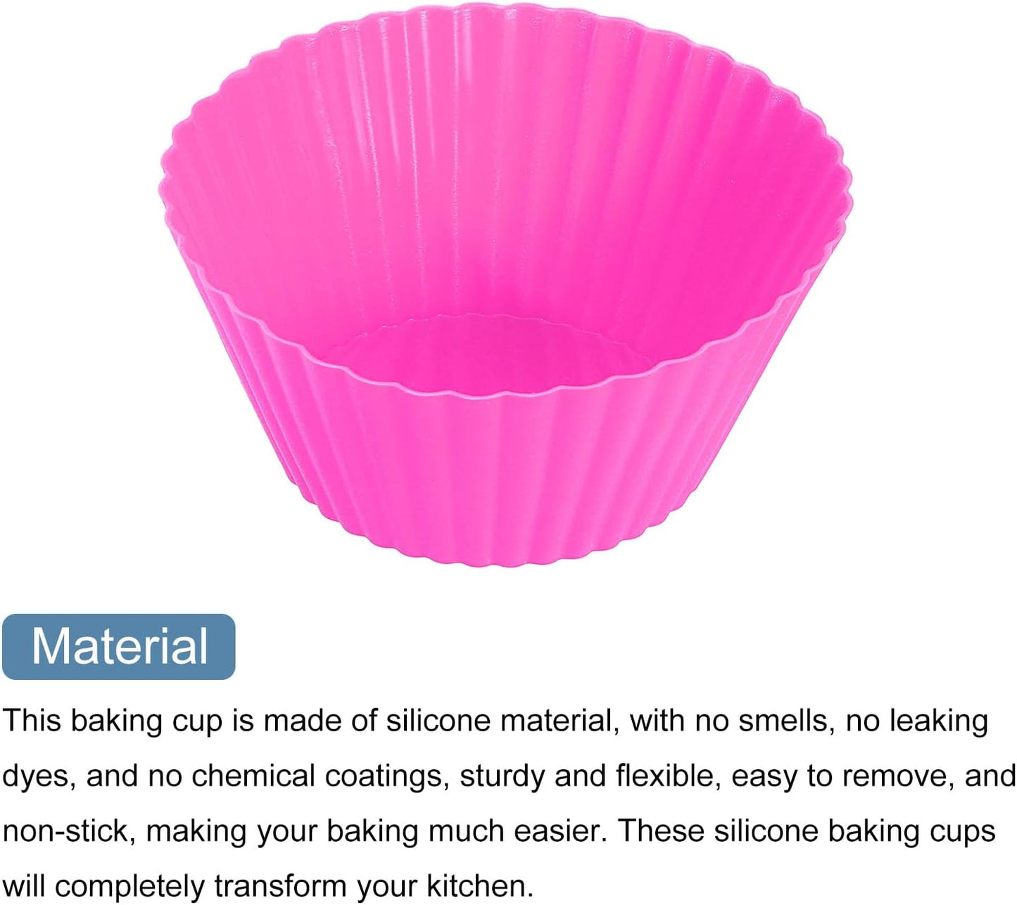 uxcell 18Pcs Silicone Cupcake Liners, Non-Stick Baking Cups, for Cooking Eggs, Baking Muffins and Make a Cake(Rose Red)