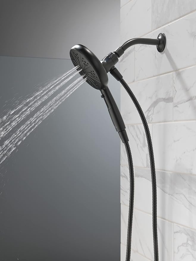 Delta Faucet 6-Spray SureDock Magnetic Shower Head with Handheld Spray, Black Shower Head with Hose, Showerheads & Handheld Showers, Handheld Shower Heads, Hand Shower, Matte Black 75613-BL