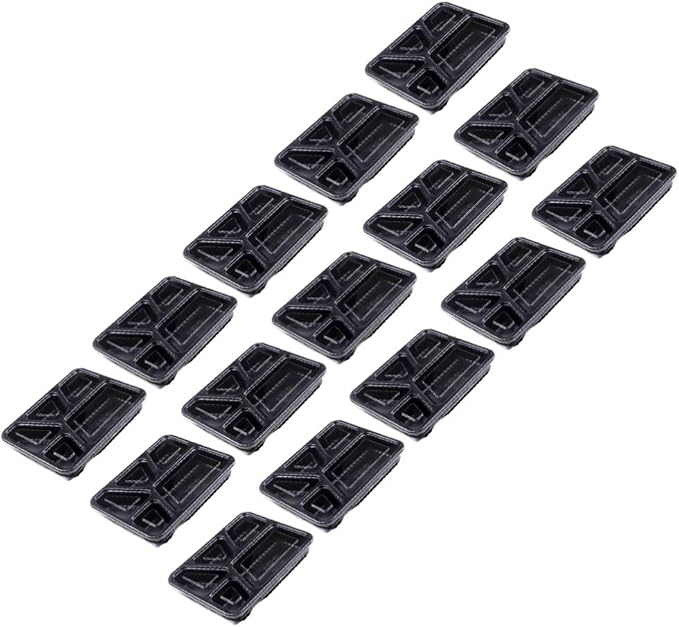 Hemoton 15pcs Disposable Bento Box 5 Compartment Meal Prep Container with Lid Microwave Heating Food Box for Home Restaurant (Black)