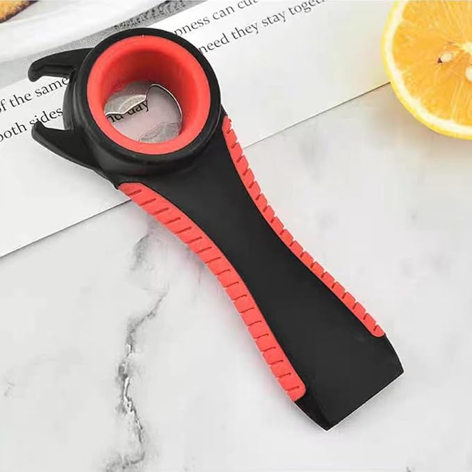 2PCS 5 in 1 Multi-Function Jar and Bottle Opener for Weak Hands - Manual Can Opener With Non-Slip Rubber Gripper Pad - Easy Twist Tool for Arthritic Hands (Red)