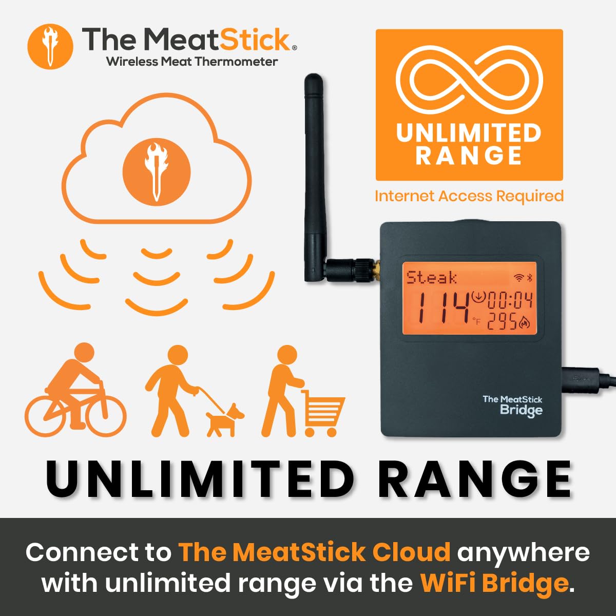 WiFi Travel Pack | WiFi Bridge + Carrying Case Pro | Unlimited Wireless Range Device and Portable Protector for All MeatStick Wireless Meat Thermometers