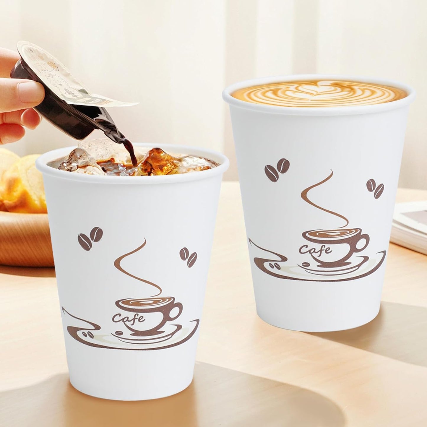 Lamosi 240 Pack 12 OZ Coffee Cups, Disposable Paper Cups for Hot/Cold Beverage, Leak-Free Paper Coffee Cups for Cafe, Restaurant, Office and Home