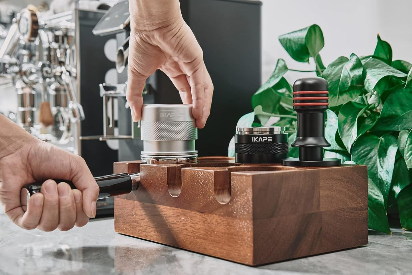 IKAPE Coffee Products, 58MM Espresso Tamper, Premium Barista Coffee Calibrated Tamper with Spring Loaded, 100% Stainless Steel Tamper Compatible with All 58MM Bottomless Portafilter (Silver)
