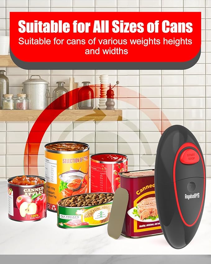 One Touch Electric Can Opener for All Can Sizes, Smooth Edge Design for Seniors with Arthritis, Automatic Kitchen Gadget & Food Safety