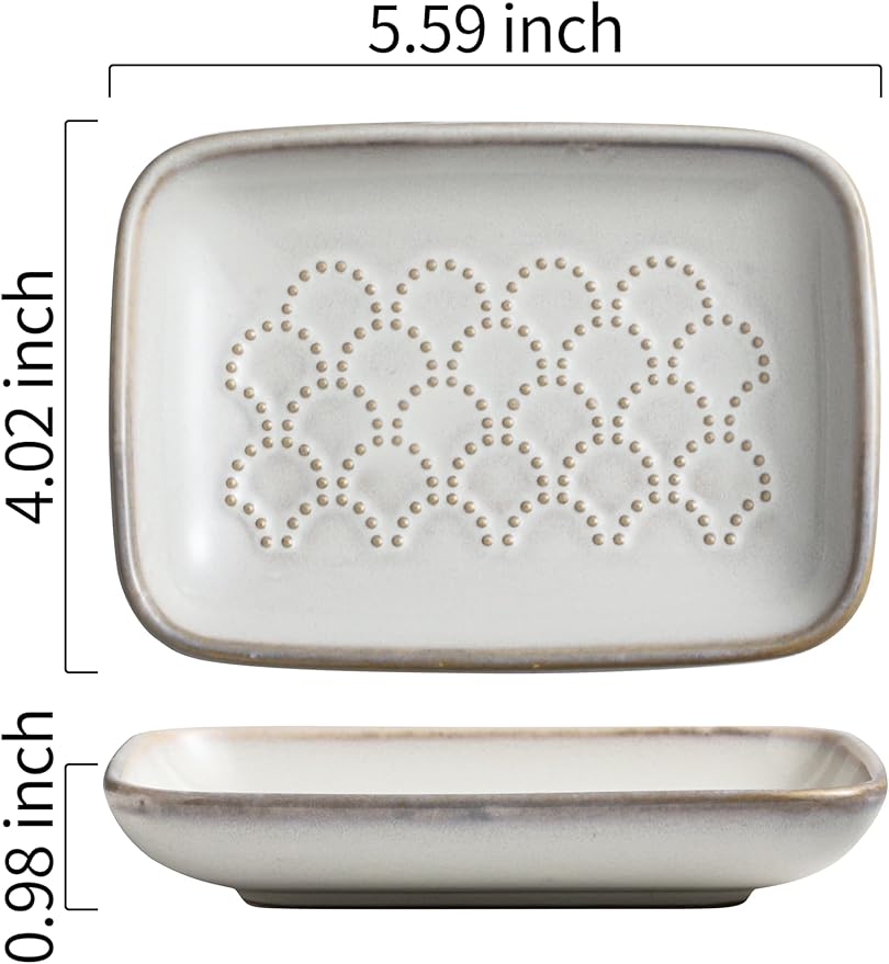 Gomakren Soap Dish for Shower, Ceramic Soap Dishes for Bar Soap Sponge, Shower Soap Holder Saver Tray for Bathroom Kitchen Sink, Easy to Clean, Beige
