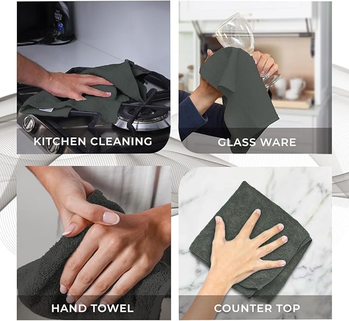 Avalon Towels Cotton Washcloths – (Pack of 24) Size 12x12 Inches, 100% Ring Spun Cotton, Soft & Absorbent Face Towels, Gym Towels, Hotel and Spa Quality, Reusable Fingertip Towels (Grey)