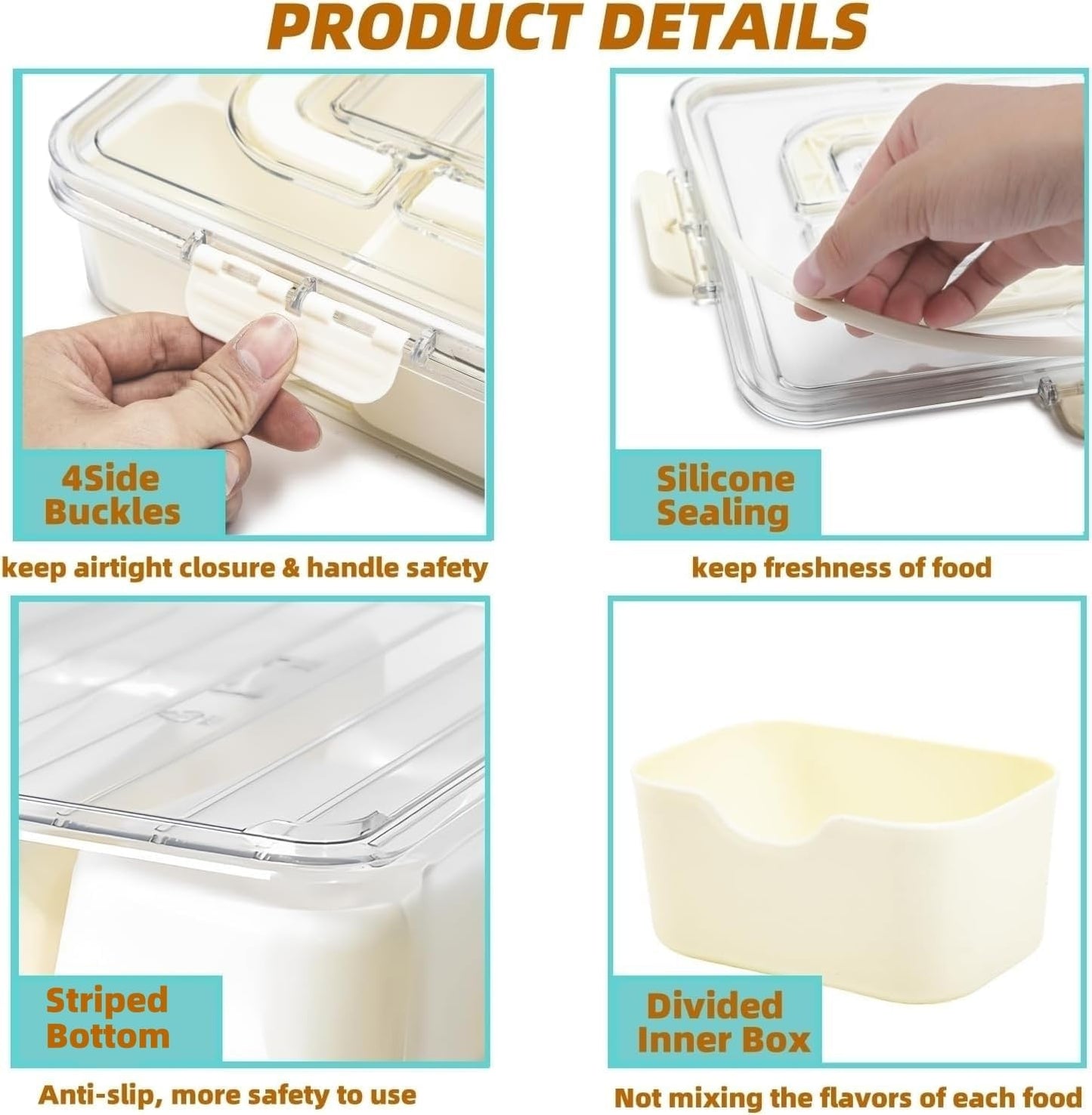 Snackle Box Container, Divided Serving Tray with Lid & Handle, Portable Snack Box Charcuterie Container for Nuts,Candy,Fruits, Snack Platter with 8 Compartments&6 forks for Party,Entertaining,Picnic