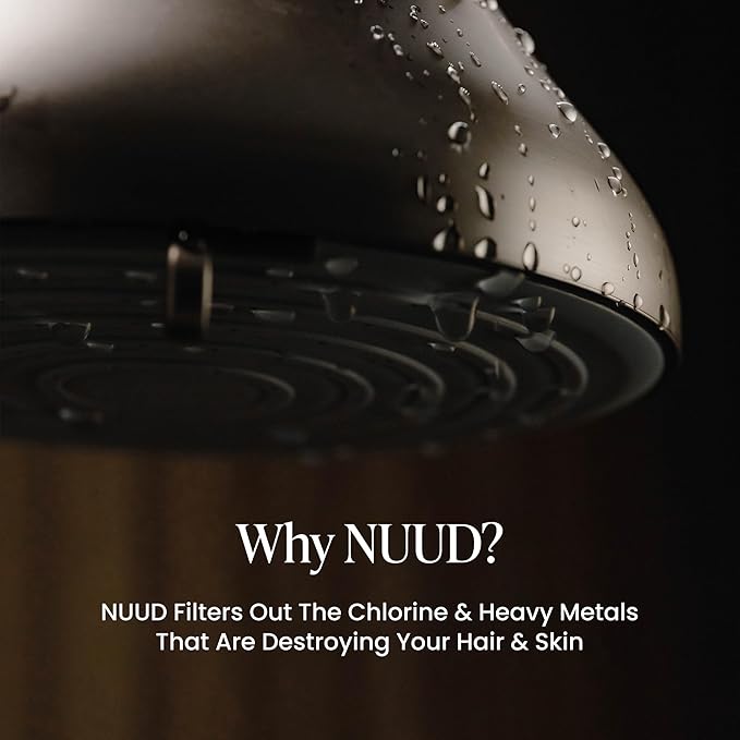 NUUD Filtered Shower Head - Removes Chlorine, Heavy Metals & Contaminants for Healthier Scalp Skin & Hair | Protects Colored Hair & Soothes Dry Skin - High Pressure Shower Head Filter - Chrome