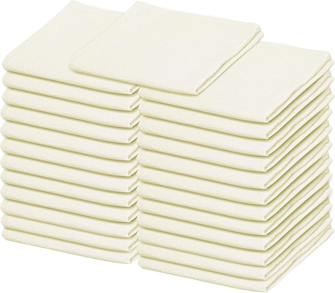 Dish Cloths Cotton| Kitchen Wash Cloth | Shop Towels Absorbent and Lint Free Flour Sack| Dishcloths for Kitchen Washing Dishes| Thick Absorbent Quick Dry Dish Rags | 24 Pack 13"x13" Natural