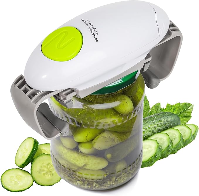 Electric jar opener for seniors, One touch automatic smart jar bottle lid openers for seniors with weak arthritis hands, Powerful hands free jar bottle opener, kitchen gadget