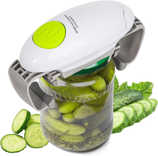 Electric jar opener for seniors, One touch automatic smart jar bottle lid openers for seniors with weak arthritis hands, Powerful hands free jar bottle opener, kitchen gadget