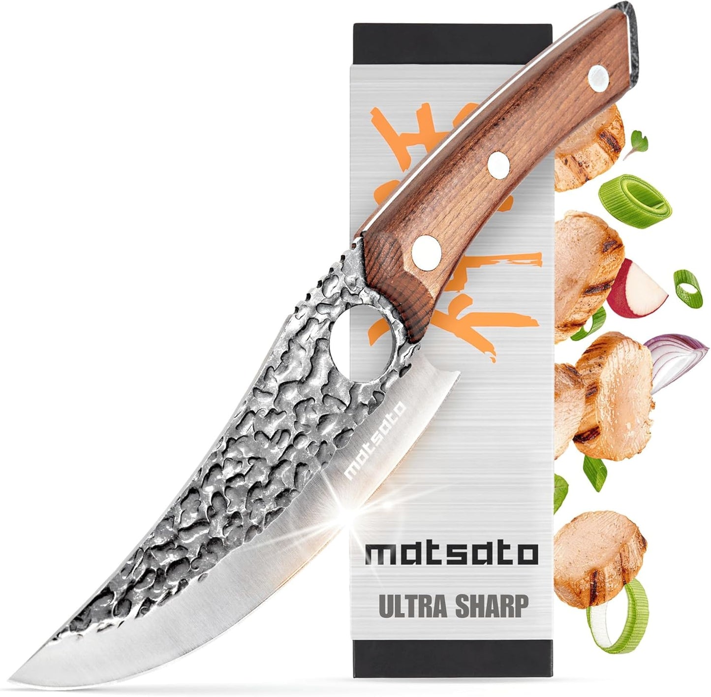 Chef Knife - Perfect Kitchen Knive for Cooking, Chopping. Japanese Steel Knife for Home, Camping, BBQ. For Balance & Control, 5.8 Inch