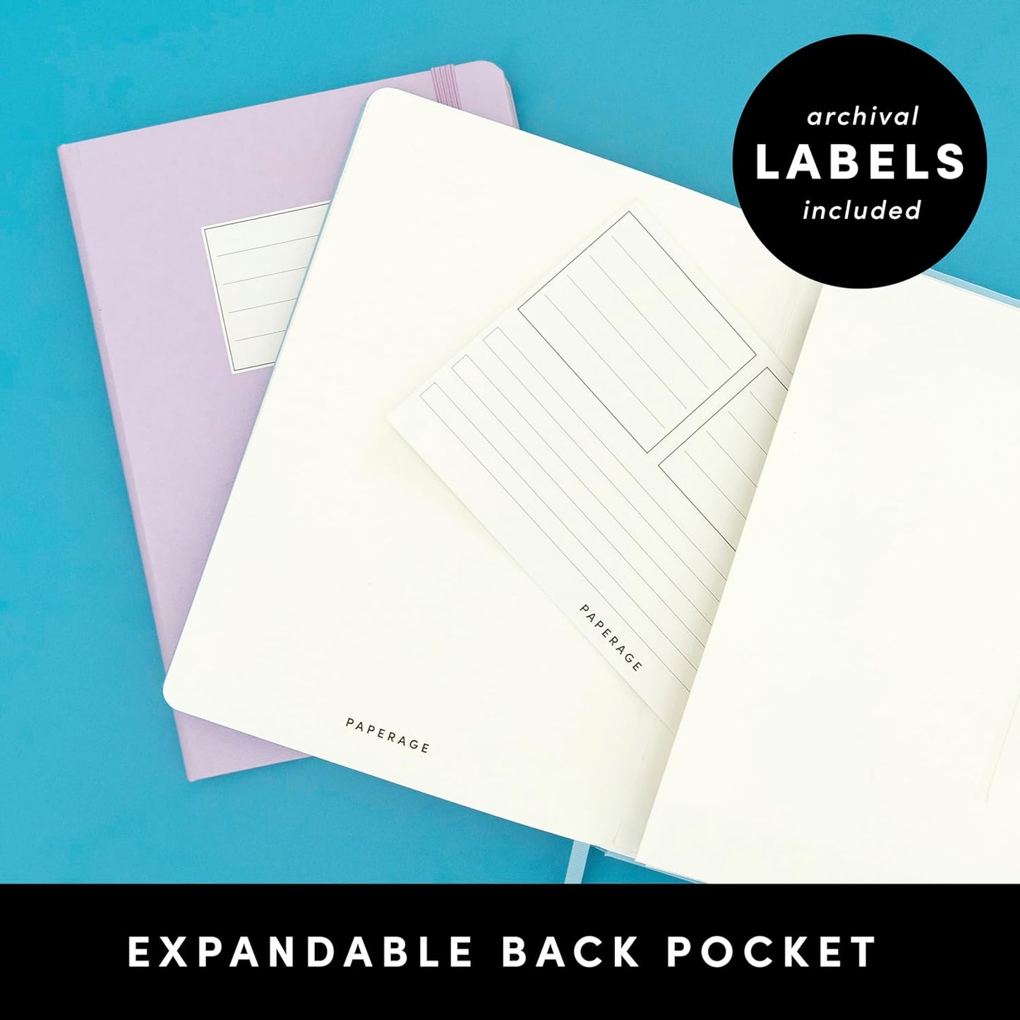 PAPERAGE Lined Journal Notebook, (Sage Green), 160 Pages, Medium 5.6 in x 8 in - 100 GSM Thick Paper – Hardcover Journaling Notebook for Work, School & Note Taking