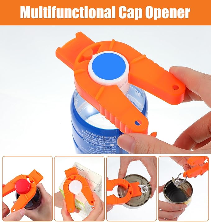 6Pcs Water Bottle Opener for Arthritic Hands, Water Bottle Opener Set 3 in 1 Multi-Purpose Bottle Cap and Soda Can Opener for Seniors and Arthritic Hands with Easy Grip